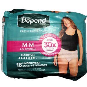Depend Fresh Protection Incontinence Underwear for Women 18 Count - Size M